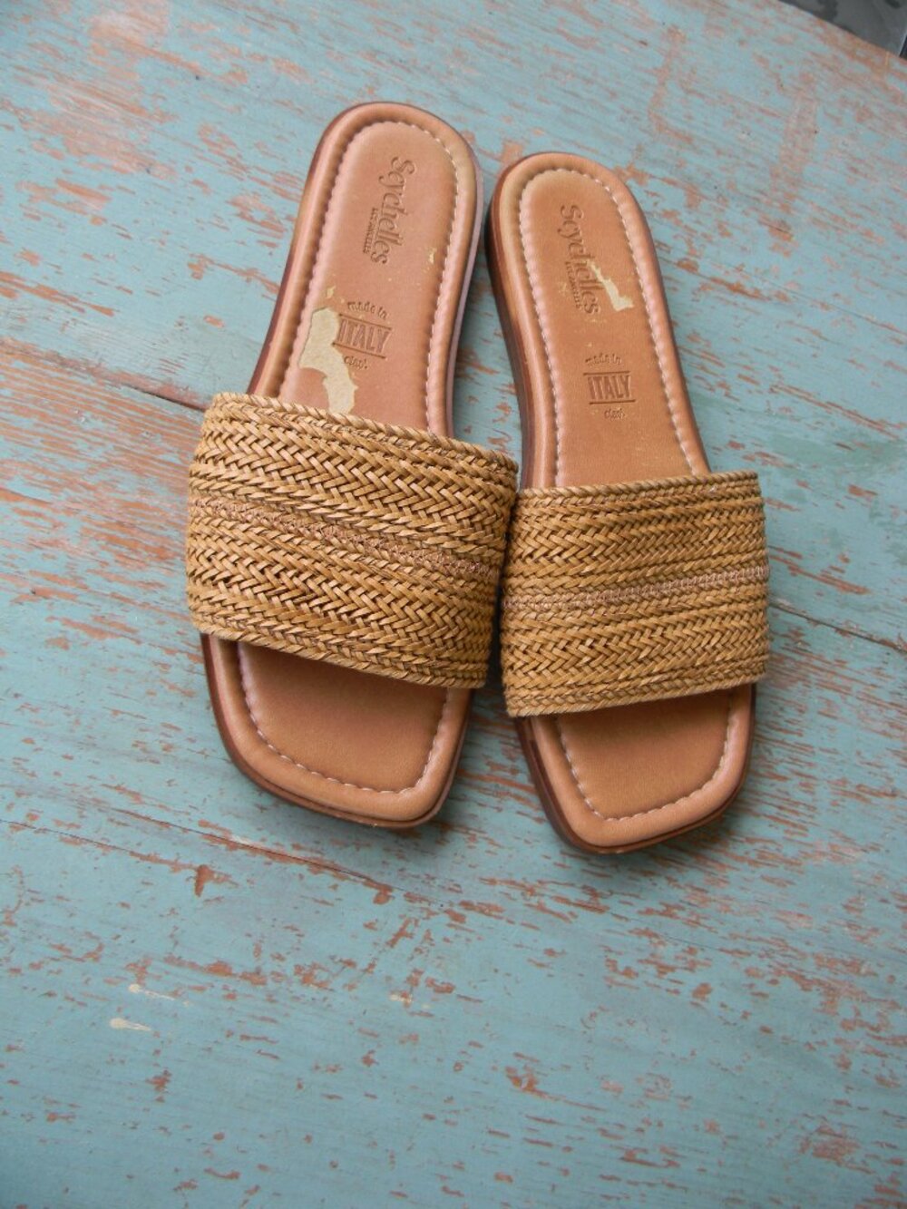 Seychelles Bellissima TAN Braided WOVEN Slide Sandals SZ 9 Italy